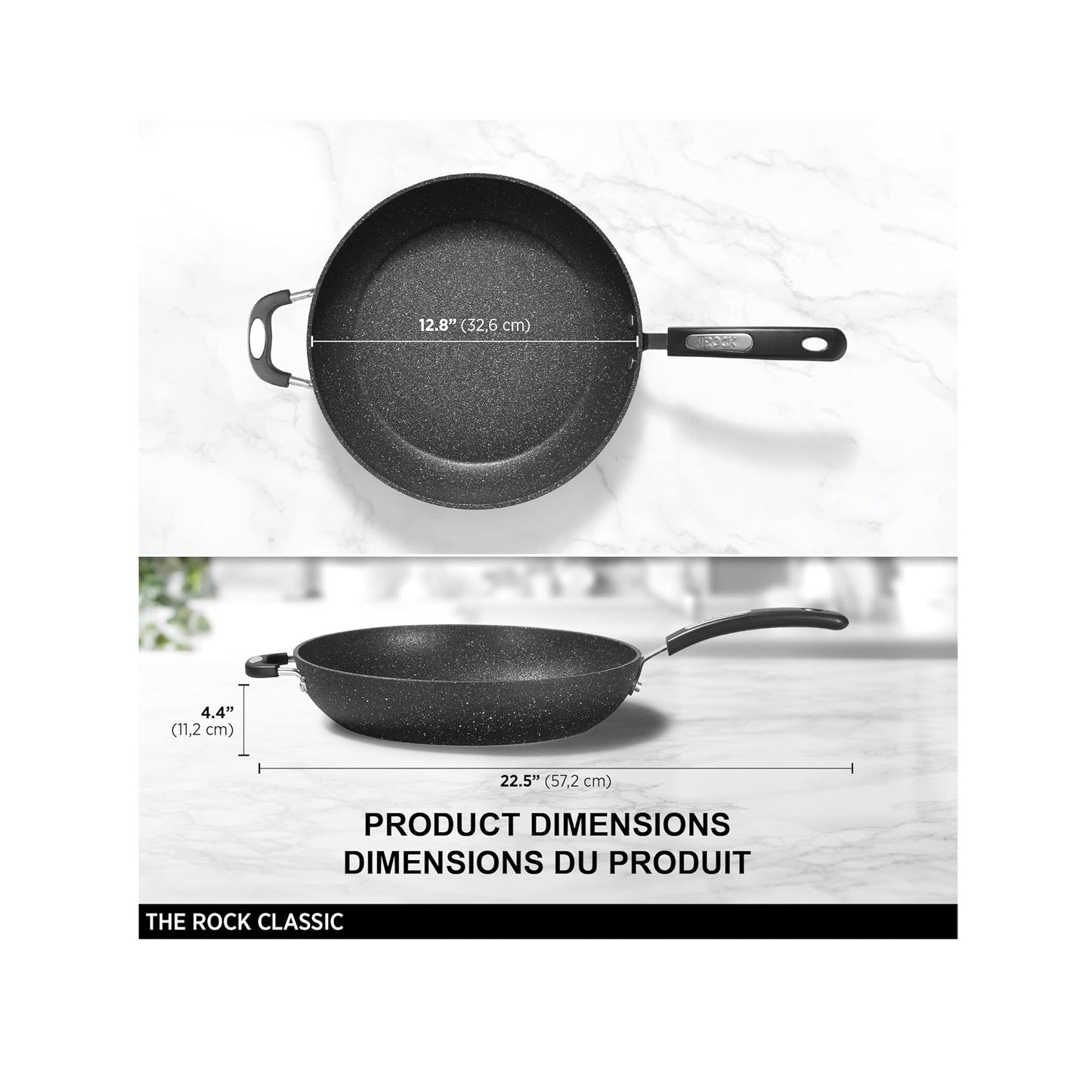The Rock Classic 1.25" Ceramic Deep Fry Pan with Helper Handle