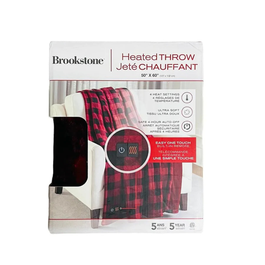 BROOKSTONE - Heated Throw - Red Buffalo Plaid